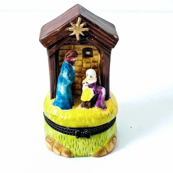 Nativity Trinket Box Gold Myrrh Frankincense Porcelain Trinity Broadcast Network - Picture 1 of 4